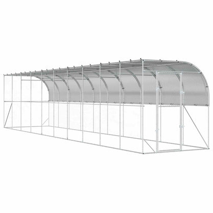 vidaXL Against Wall Chicken Coop Silver 1000 x 200 x 215 cm