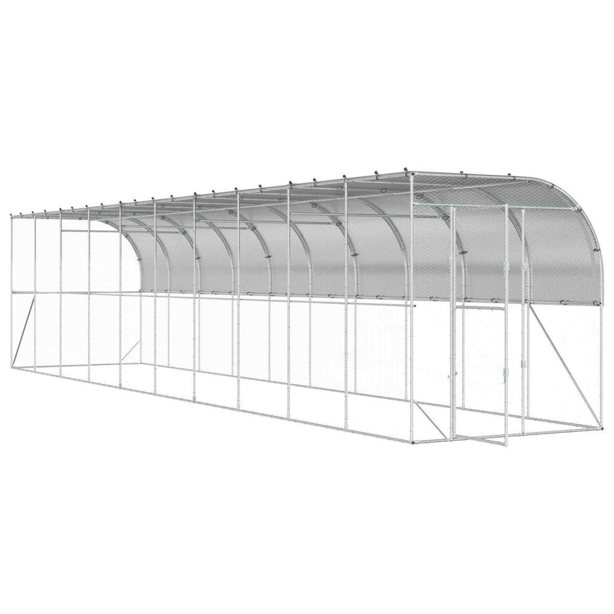 vidaXL Against Wall Chicken Coop Silver 1000 x 200 x 215 cm