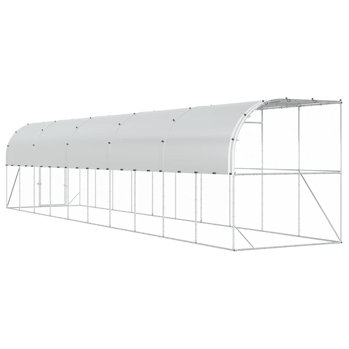 vidaXL Against Wall Chicken Coop Silver 1000 x 200 x 215 cm