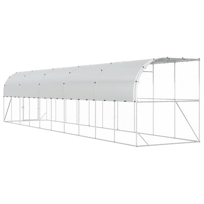 vidaXL Against Wall Chicken Coop Silver 1000 x 200 x 215 cm