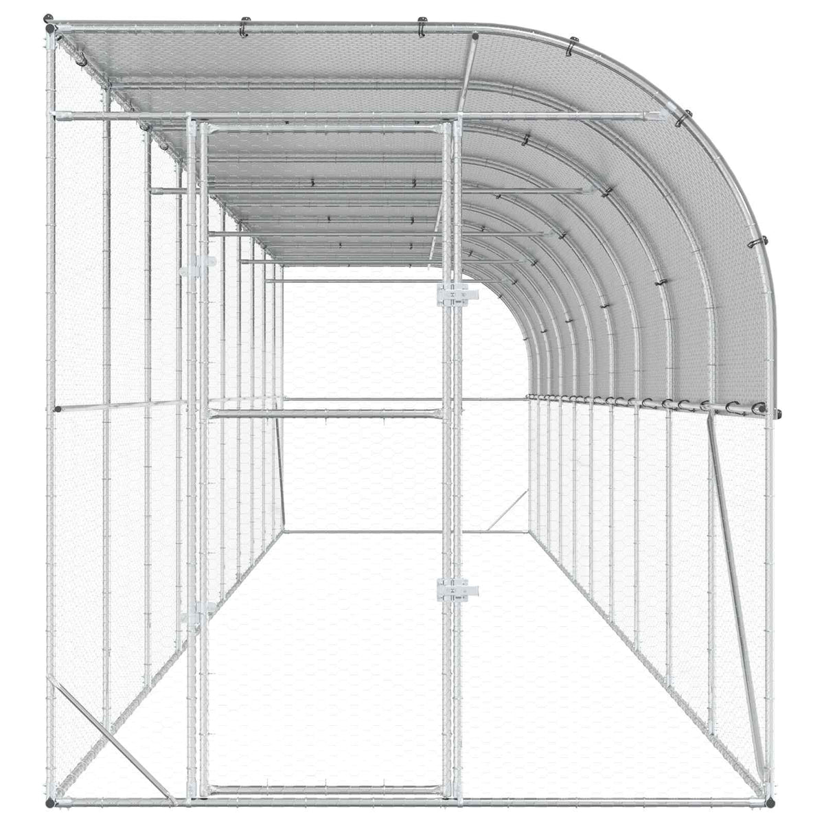 vidaXL Against Wall Chicken Coop Silver 1000 x 200 x 215 cm