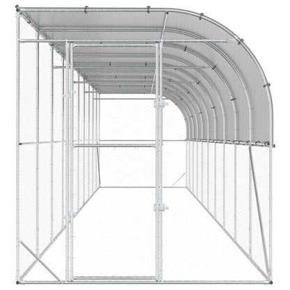 vidaXL Against Wall Chicken Coop Silver 1000 x 200 x 215 cm