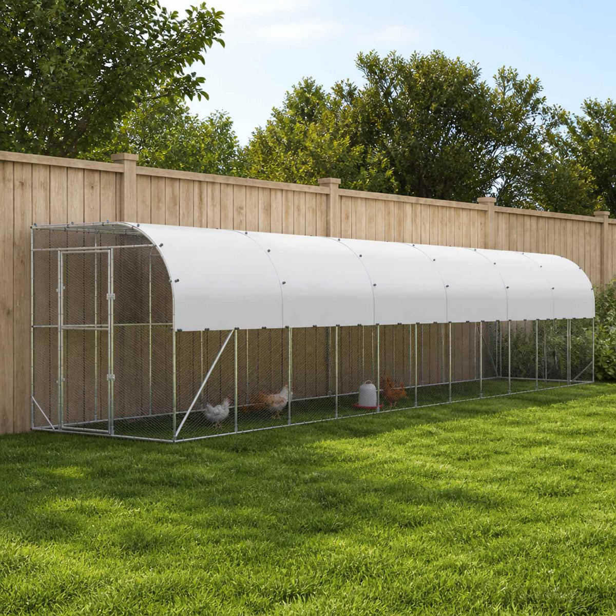vidaXL Against Wall Chicken Coop Silver 1200 x 200 x 215 cm