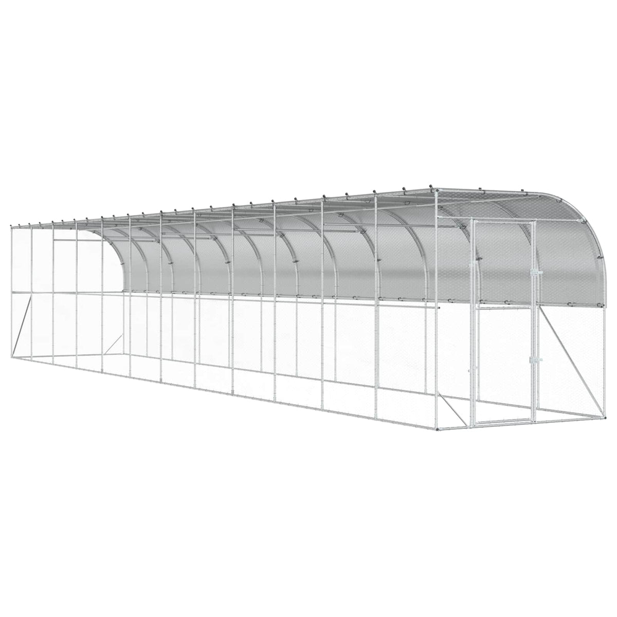vidaXL Against Wall Chicken Coop Silver 1200 x 200 x 215 cm