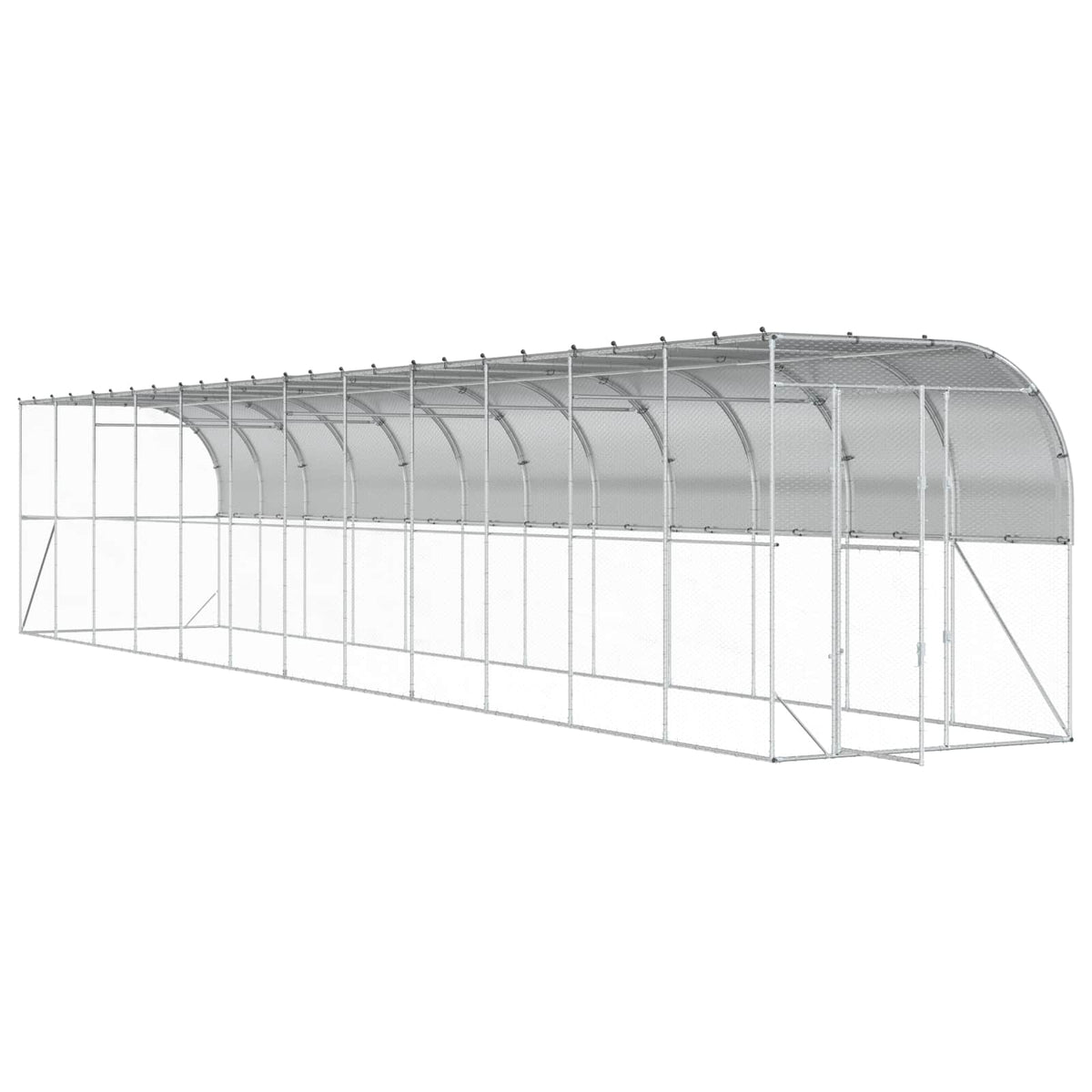 vidaXL Against Wall Chicken Coop Silver 1200 x 200 x 215 cm