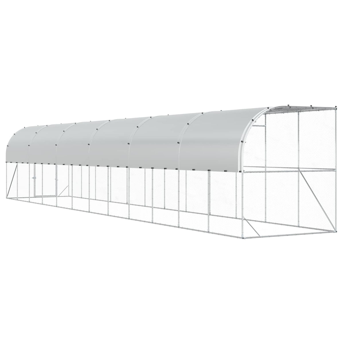 vidaXL Against Wall Chicken Coop Silver 1200 x 200 x 215 cm
