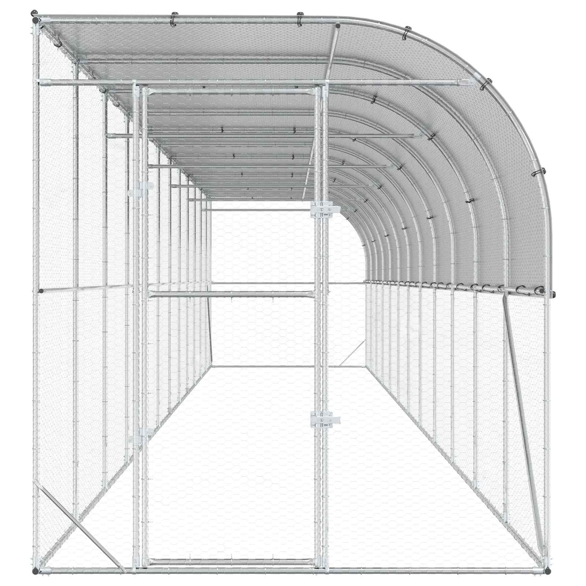vidaXL Against Wall Chicken Coop Silver 1200 x 200 x 215 cm