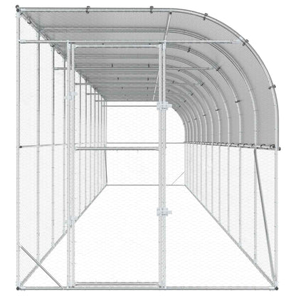 vidaXL Against Wall Chicken Coop Silver 1200 x 200 x 215 cm