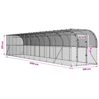 vidaXL Against Wall Chicken Coop Silver 1200 x 200 x 215 cm