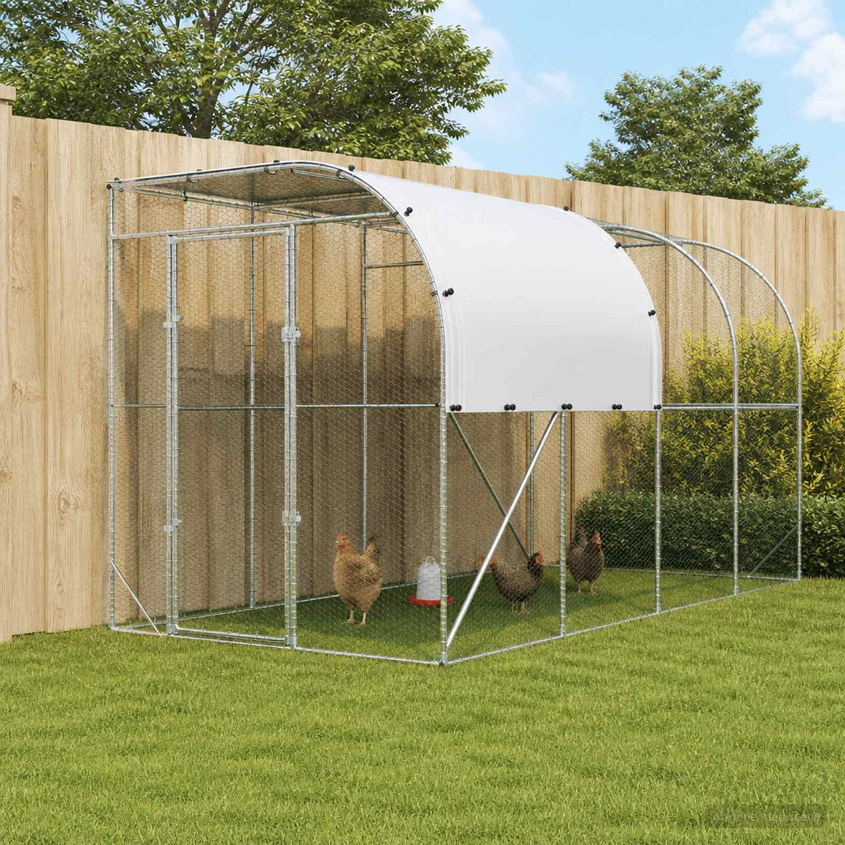 vidaXL Against Wall Chicken Coop Silver 400 x 200 x 215 cm