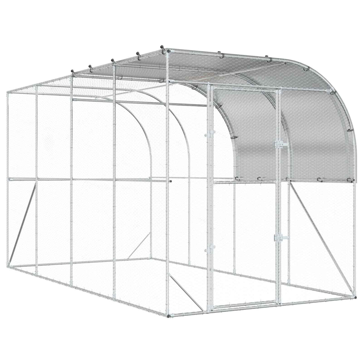 vidaXL Against Wall Chicken Coop Silver 400 x 200 x 215 cm