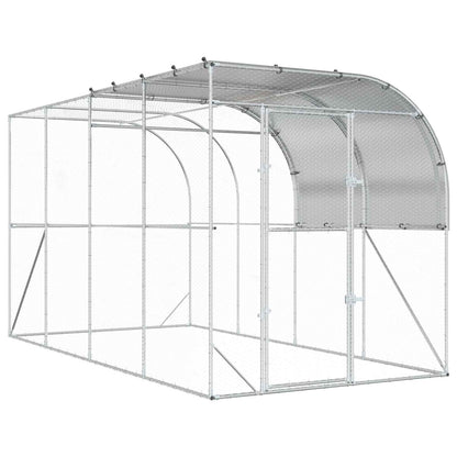 vidaXL Against Wall Chicken Coop Silver 400 x 200 x 215 cm
