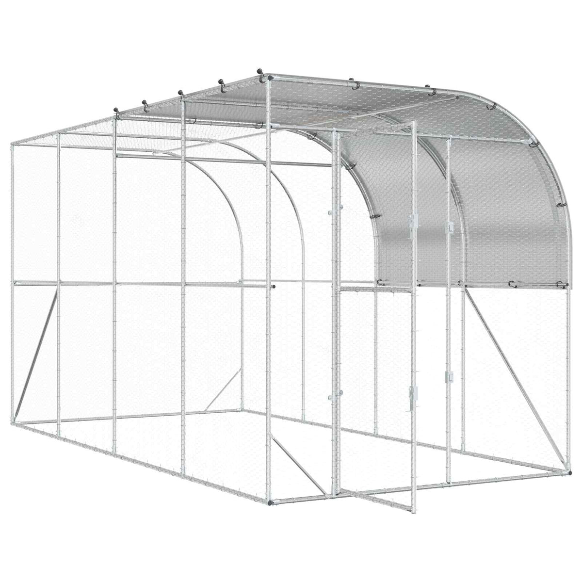 vidaXL Against Wall Chicken Coop Silver 400 x 200 x 215 cm