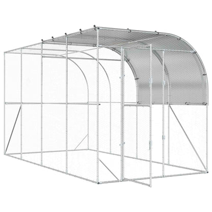 vidaXL Against Wall Chicken Coop Silver 400 x 200 x 215 cm