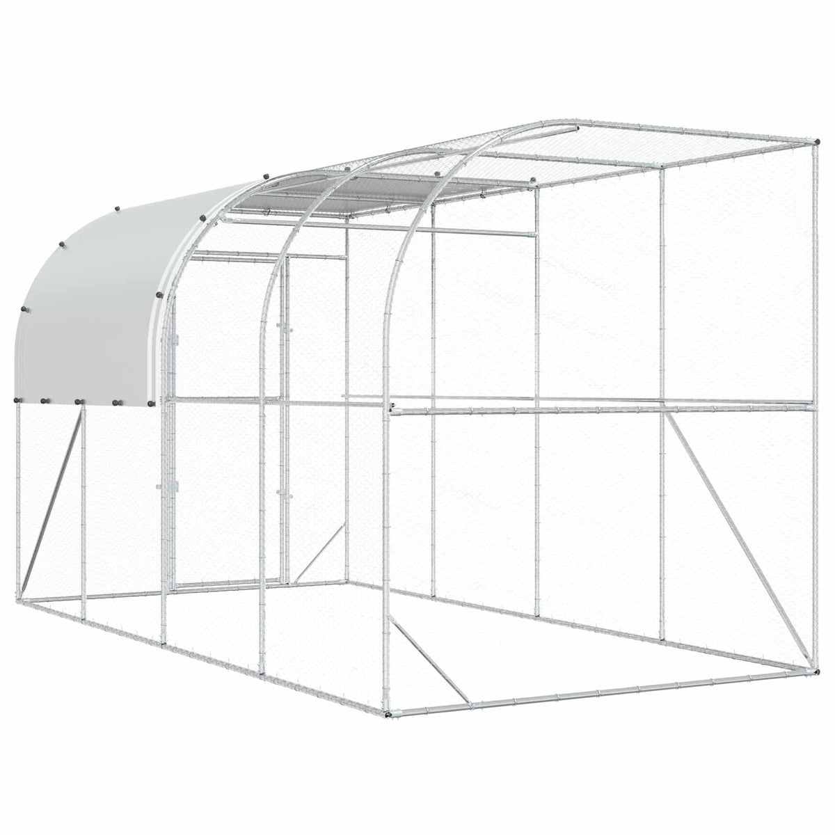 vidaXL Against Wall Chicken Coop Silver 400 x 200 x 215 cm