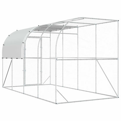 vidaXL Against Wall Chicken Coop Silver 400 x 200 x 215 cm