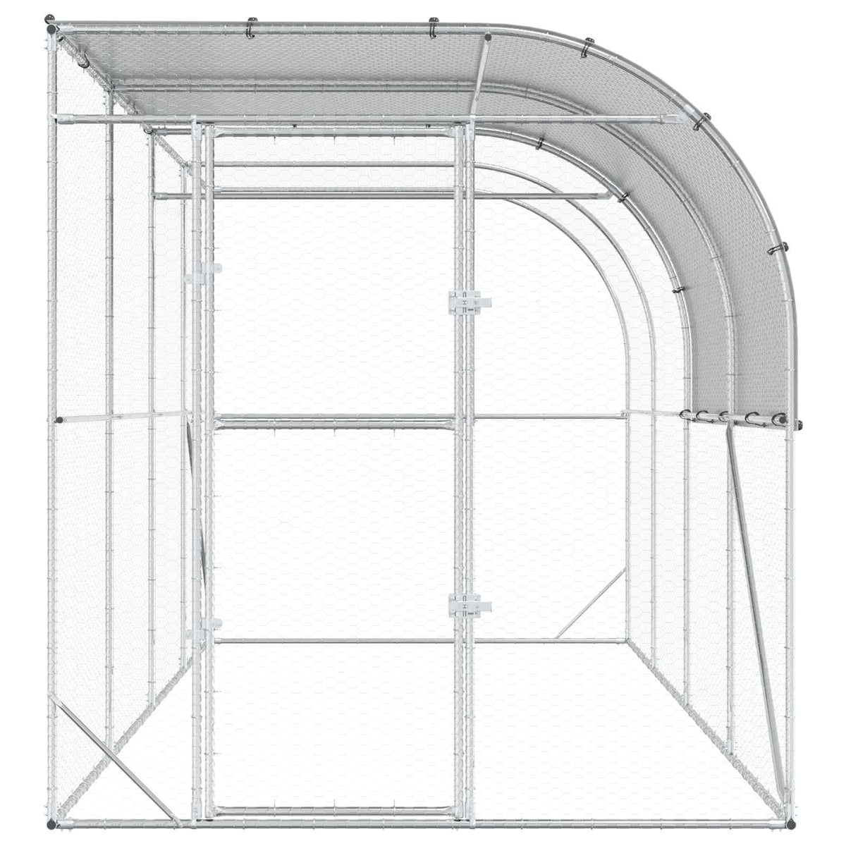 vidaXL Against Wall Chicken Coop Silver 400 x 200 x 215 cm