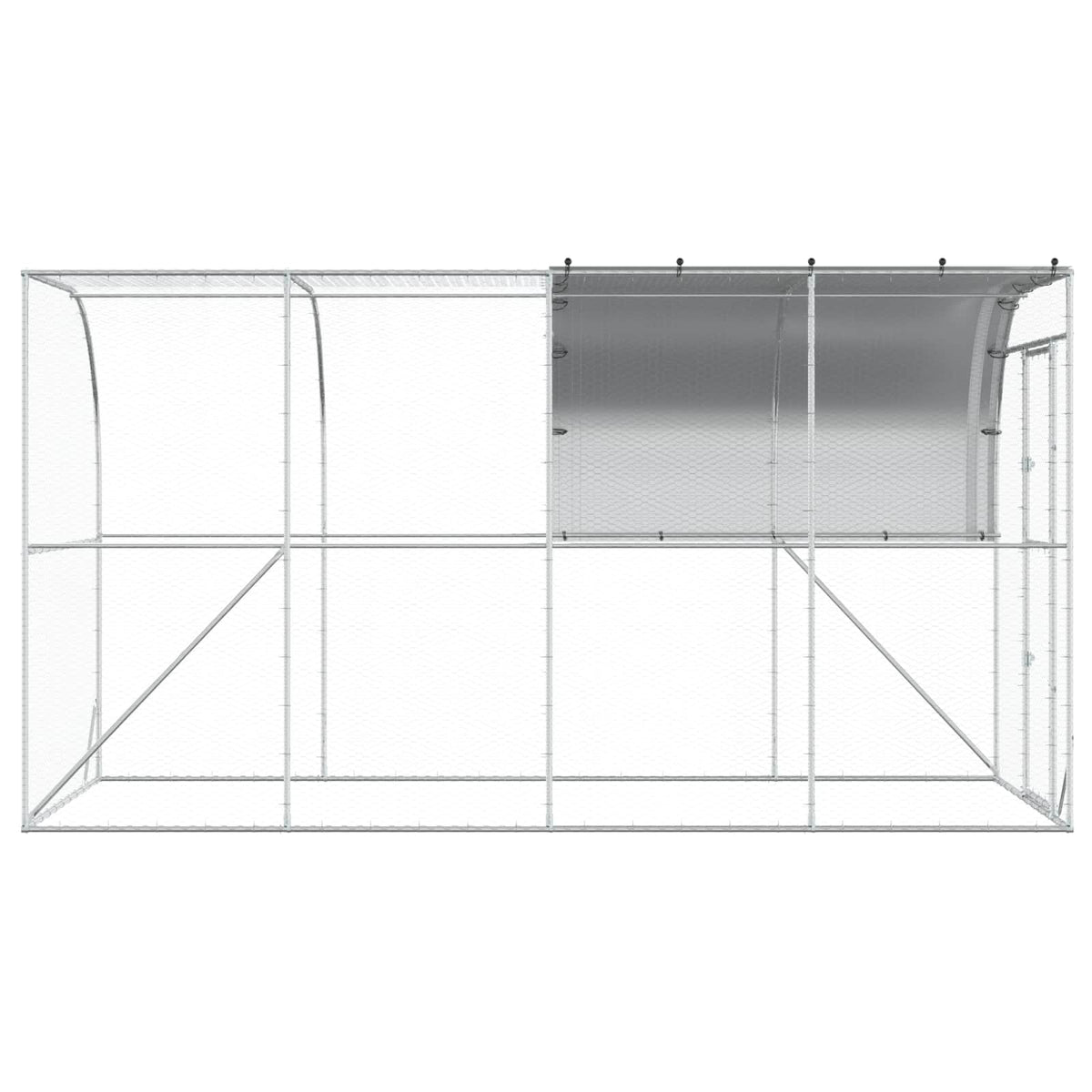 vidaXL Against Wall Chicken Coop Silver 400 x 200 x 215 cm