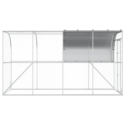 vidaXL Against Wall Chicken Coop Silver 400 x 200 x 215 cm