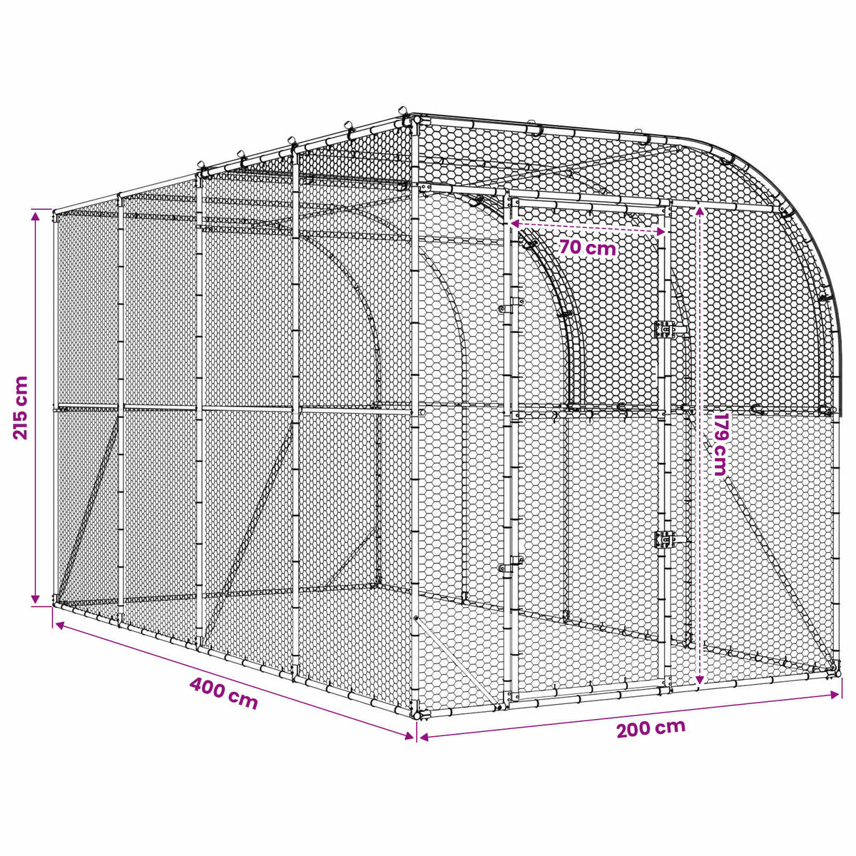 vidaXL Against Wall Chicken Coop Silver 400 x 200 x 215 cm