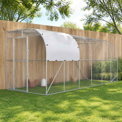vidaXL Against Wall Chicken Coop Silver 600 x 200 x 215 cm