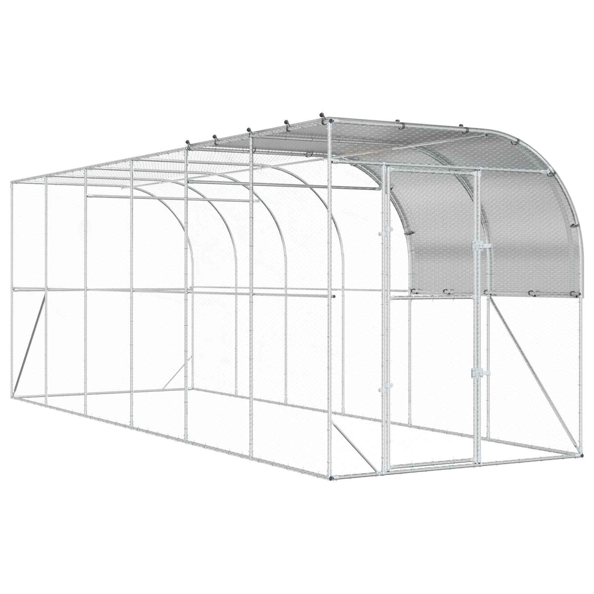 vidaXL Against Wall Chicken Coop Silver 600 x 200 x 215 cm