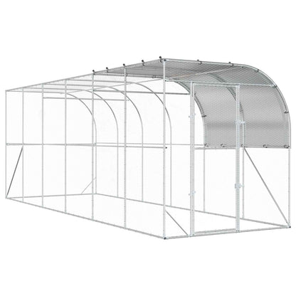 vidaXL Against Wall Chicken Coop Silver 600 x 200 x 215 cm