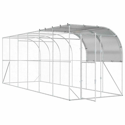 vidaXL Against Wall Chicken Coop Silver 600 x 200 x 215 cm