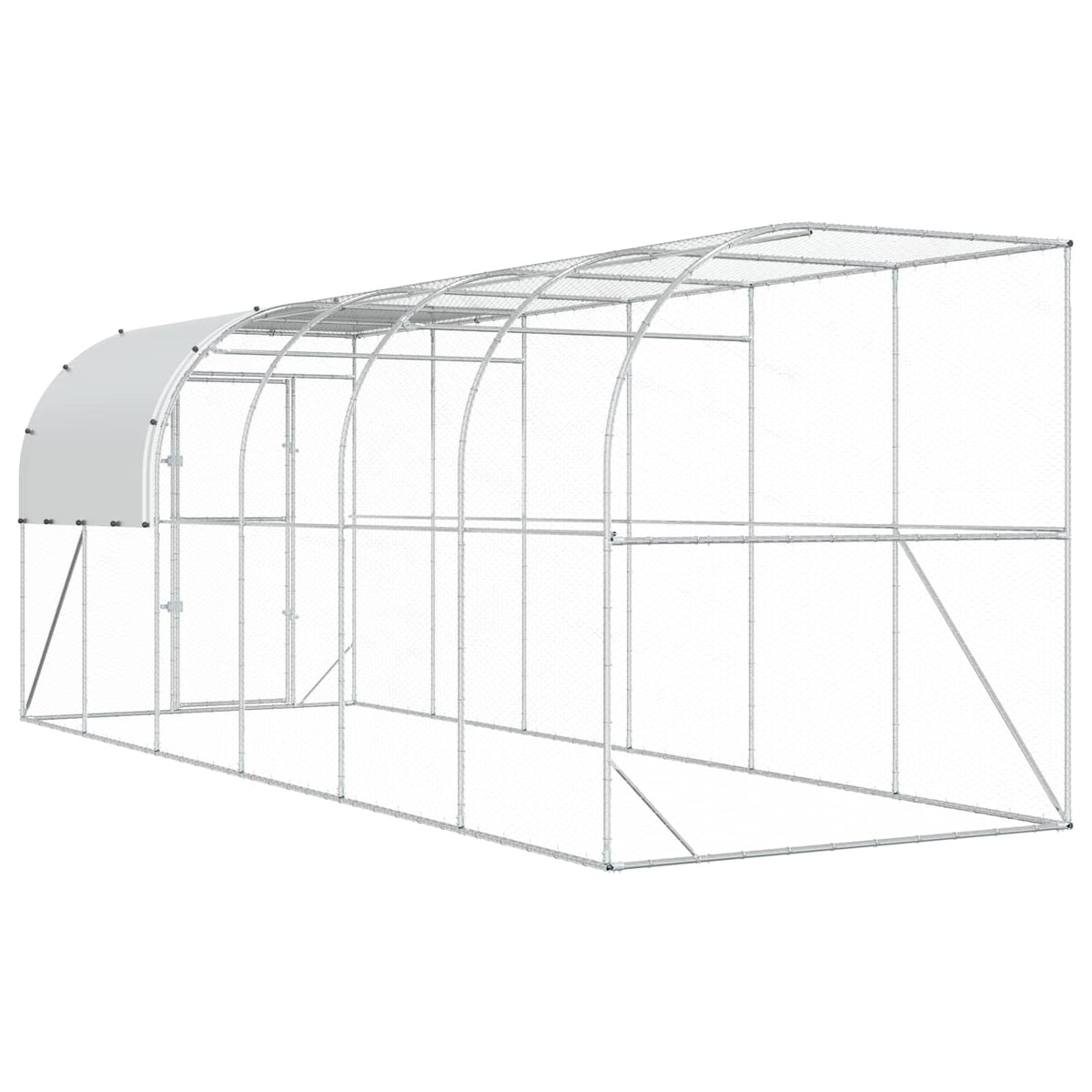 vidaXL Against Wall Chicken Coop Silver 600 x 200 x 215 cm