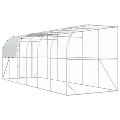 vidaXL Against Wall Chicken Coop Silver 600 x 200 x 215 cm