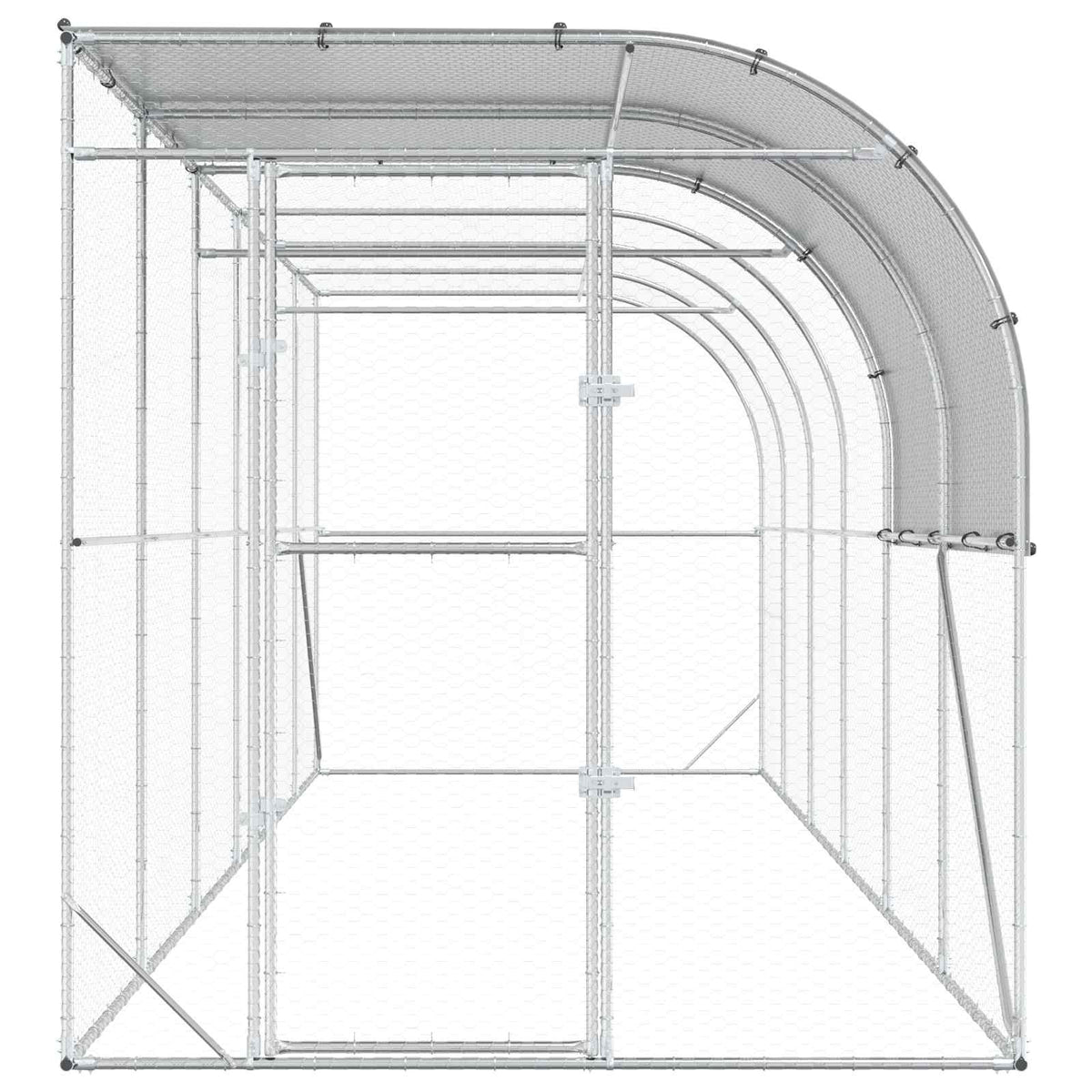 vidaXL Against Wall Chicken Coop Silver 600 x 200 x 215 cm