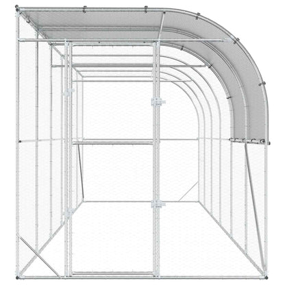 vidaXL Against Wall Chicken Coop Silver 600 x 200 x 215 cm