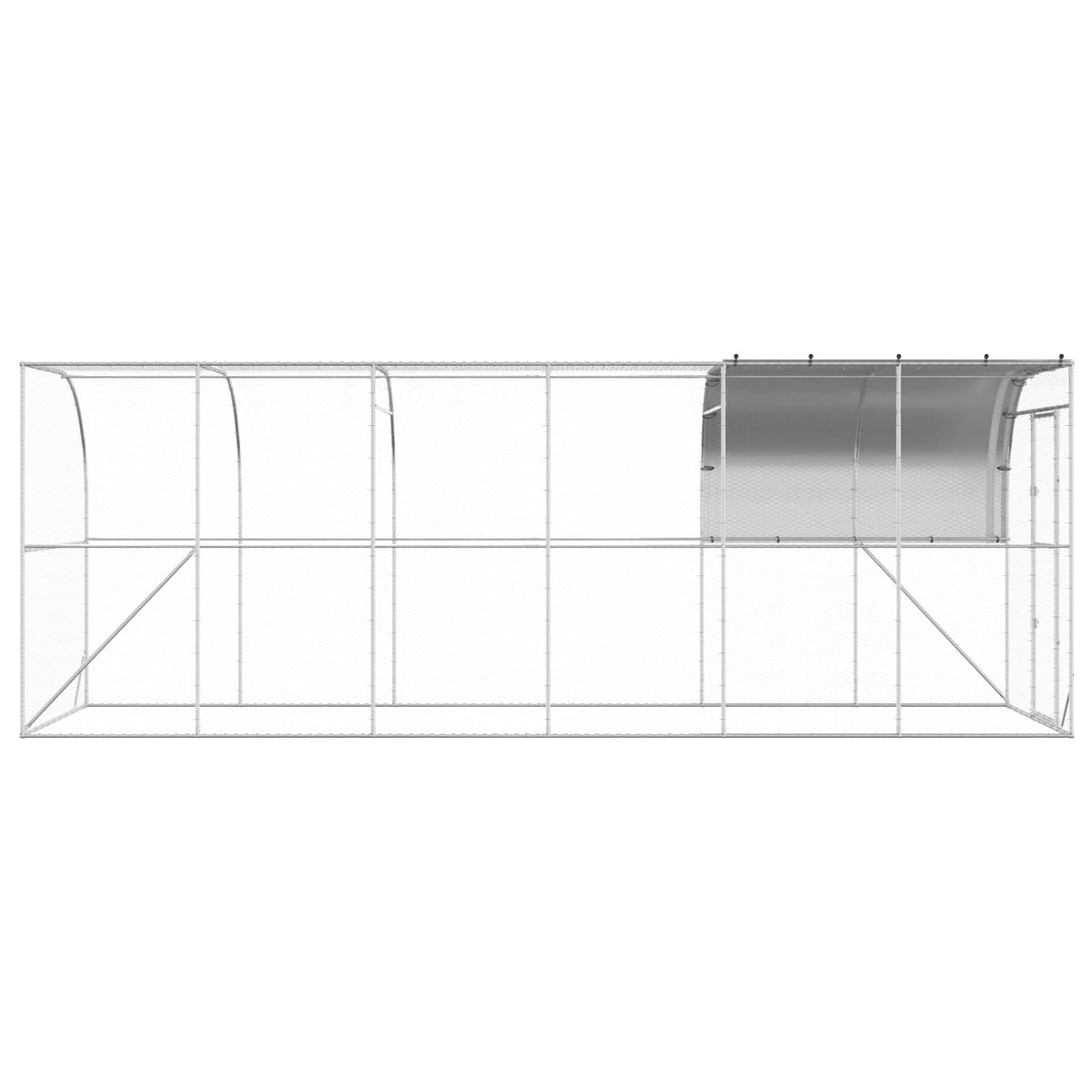 vidaXL Against Wall Chicken Coop Silver 600 x 200 x 215 cm