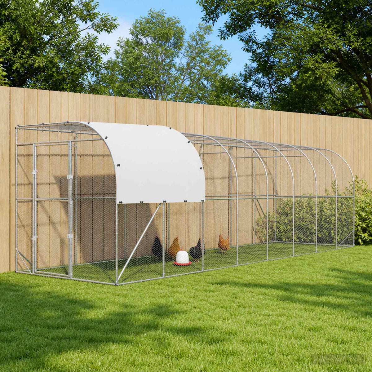 vidaXL Against Wall Chicken Coop Silver 800 x 200 x 215 cm