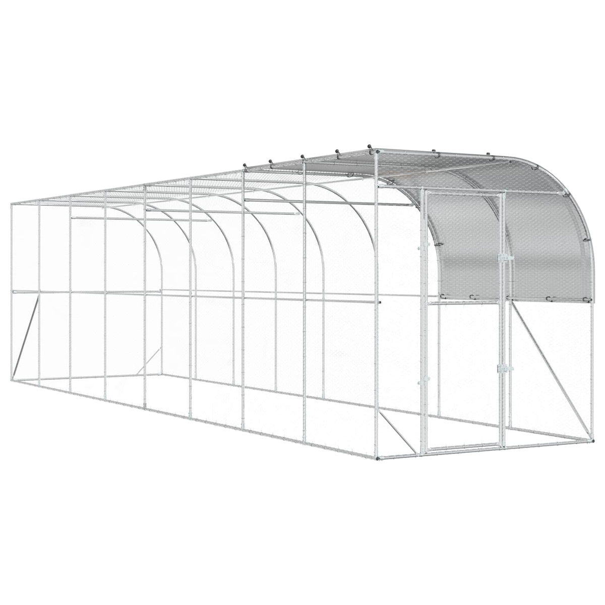 vidaXL Against Wall Chicken Coop Silver 800 x 200 x 215 cm