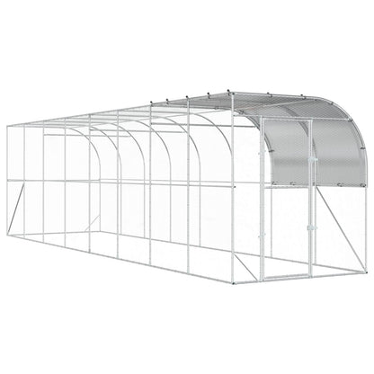 vidaXL Against Wall Chicken Coop Silver 800 x 200 x 215 cm