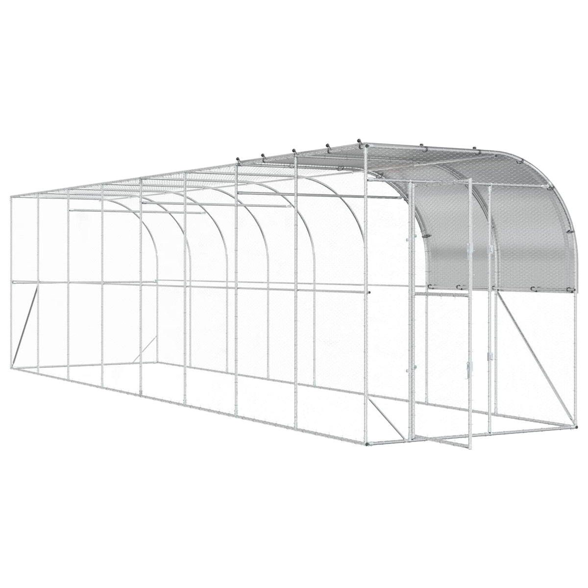 vidaXL Against Wall Chicken Coop Silver 800 x 200 x 215 cm