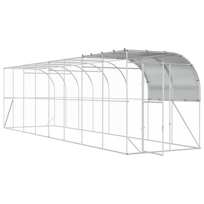 vidaXL Against Wall Chicken Coop Silver 800 x 200 x 215 cm