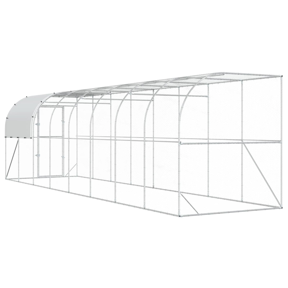 vidaXL Against Wall Chicken Coop Silver 800 x 200 x 215 cm