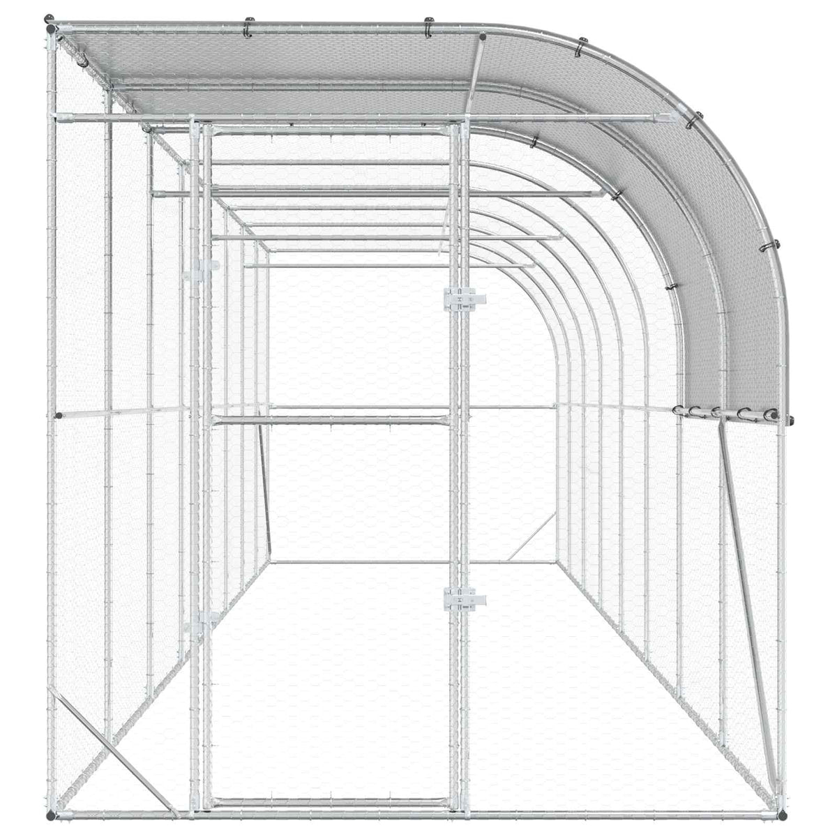 vidaXL Against Wall Chicken Coop Silver 800 x 200 x 215 cm