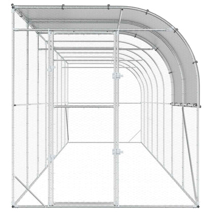 vidaXL Against Wall Chicken Coop Silver 800 x 200 x 215 cm