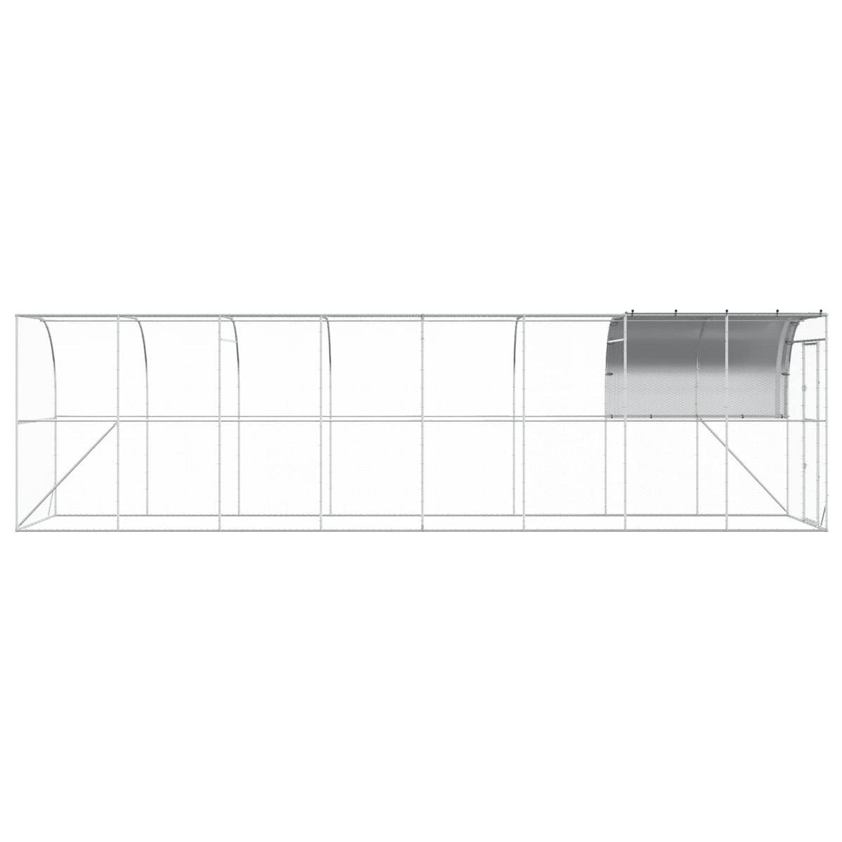 vidaXL Against Wall Chicken Coop Silver 800 x 200 x 215 cm