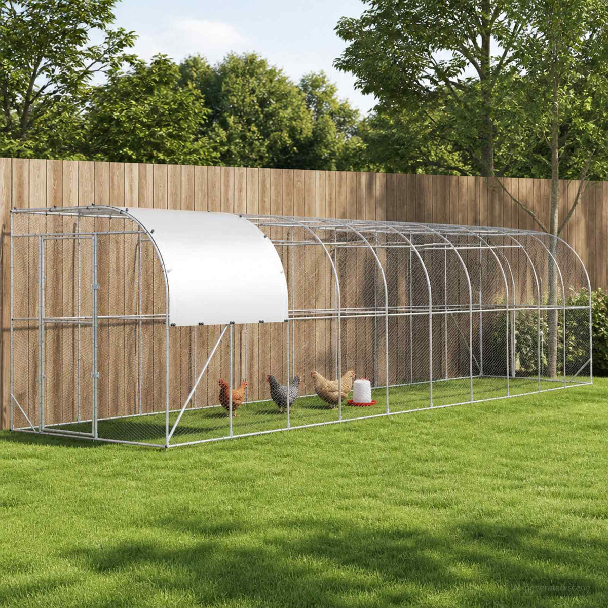 vidaXL Against Wall Chicken Coop Silver 1000 x 200 x 215 cm
