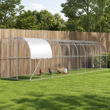 vidaXL Against Wall Chicken Coop Silver 1000 x 200 x 215 cm