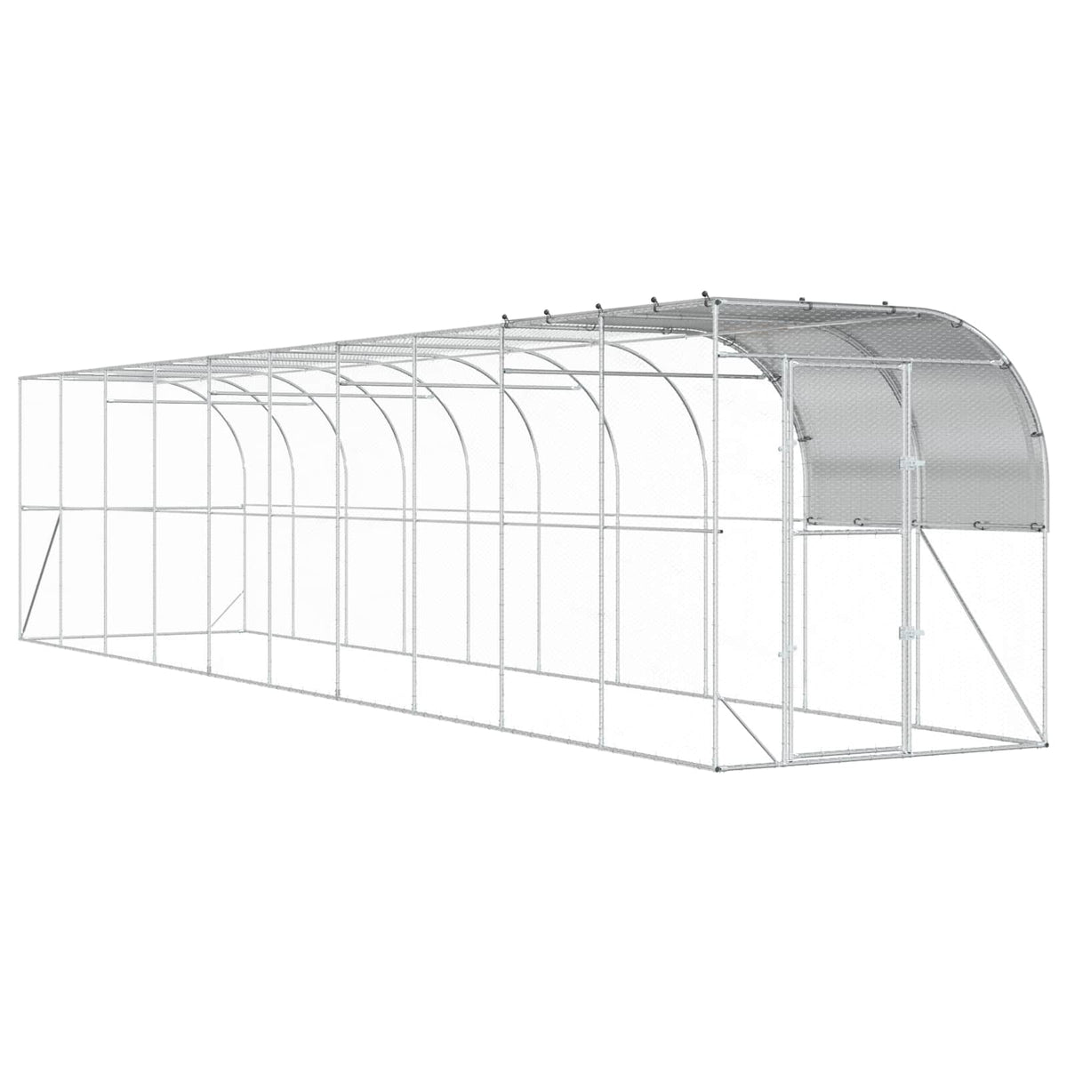 vidaXL Against Wall Chicken Coop Silver 1000 x 200 x 215 cm