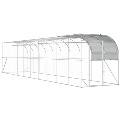 vidaXL Against Wall Chicken Coop Silver 1000 x 200 x 215 cm