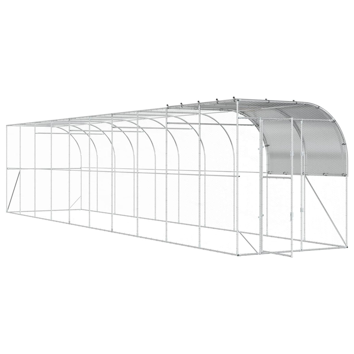 vidaXL Against Wall Chicken Coop Silver 1000 x 200 x 215 cm