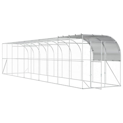 vidaXL Against Wall Chicken Coop Silver 1000 x 200 x 215 cm