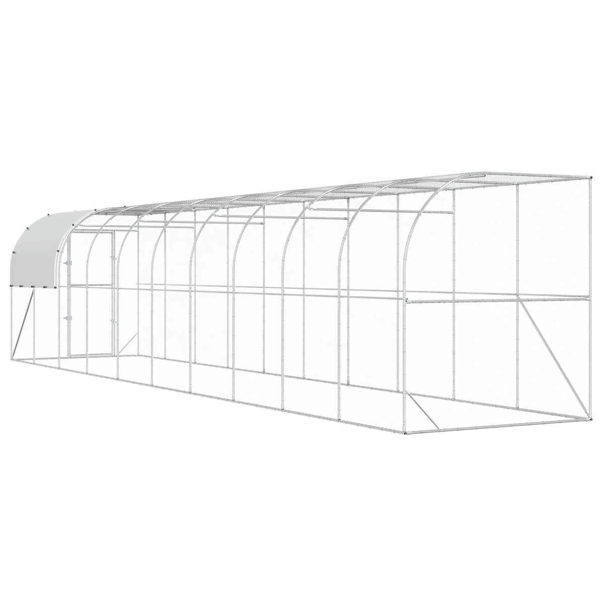 vidaXL Against Wall Chicken Coop Silver 1000 x 200 x 215 cm