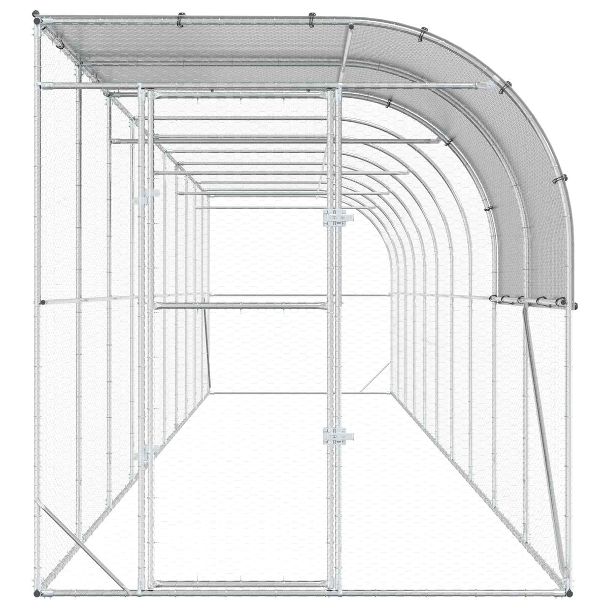 vidaXL Against Wall Chicken Coop Silver 1000 x 200 x 215 cm